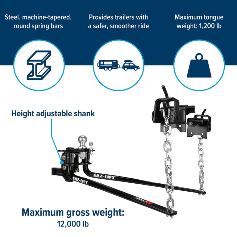 Camco Eaz-Lift Elite 1,000lb Weight Distributing Hitch Kit with Sway Control (48058) for Trailer, Black - Image 6