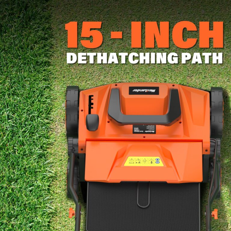 MAXLANDER 15” 13 Amp Electric Dethatcher and Scarifier, 2-in-1 Lawn Dethatcher with 5-Position Depth Adjustment, 45L Removable Collection Bag, Airboost Technology Increases Lawn Health - Image 5