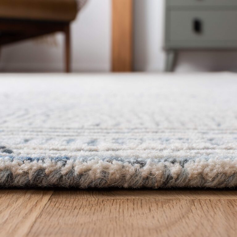 SAFAVIEH Abstract Collection 8' Round Ivory/Blue ABT340M Handmade Premium Wool Entryway Foyer Living Room Bedroom Kitchen Area Rug - Image 5