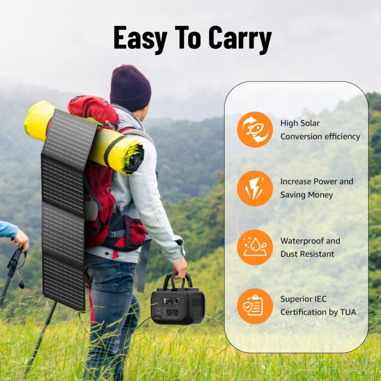 Solar Powered Generator 300W Peak/70400mAh, 260Wh Portable Power Station with Panels 40W Included, Solar Generator with AC Outlet 110V for Home Use, Camping, Outdoor, Power Backup - Image 3