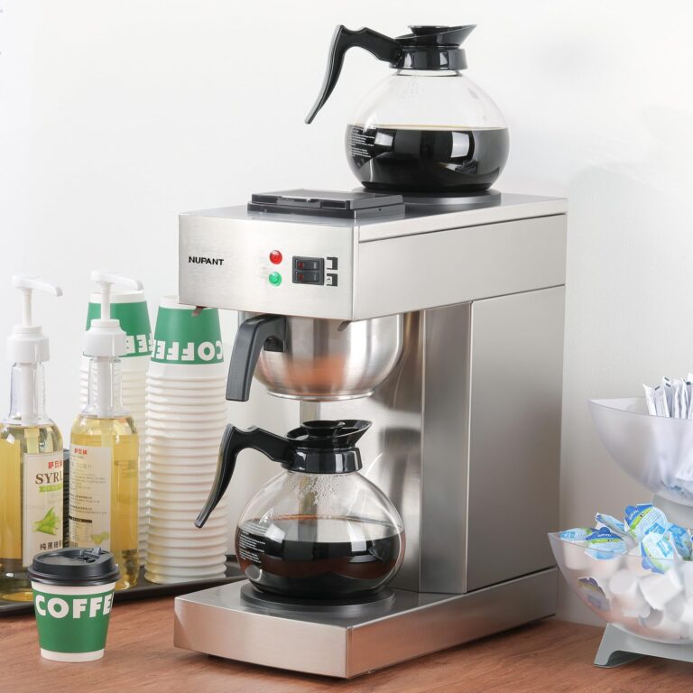 NUPANT 12-Cup Coffee Maker 1.8L Commercial Drip Coffee Maker Pour Over Coffee Machines with 2 Glass Carafes and 2 Warmers Plate Stainless Steel Coffee Brewer for Cofe Bar and Restaurant - Image 4
