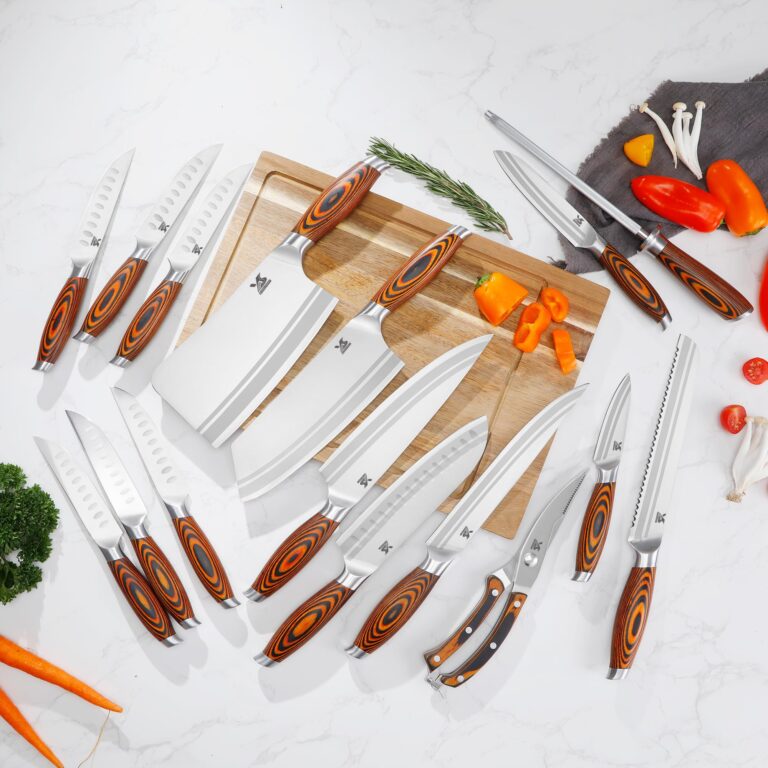 MSY BIGSUNNY Knife Block Set 17-piece Knife Set with Wooden Block - German Steel Perfect Cutlery Set Gift - Image 5