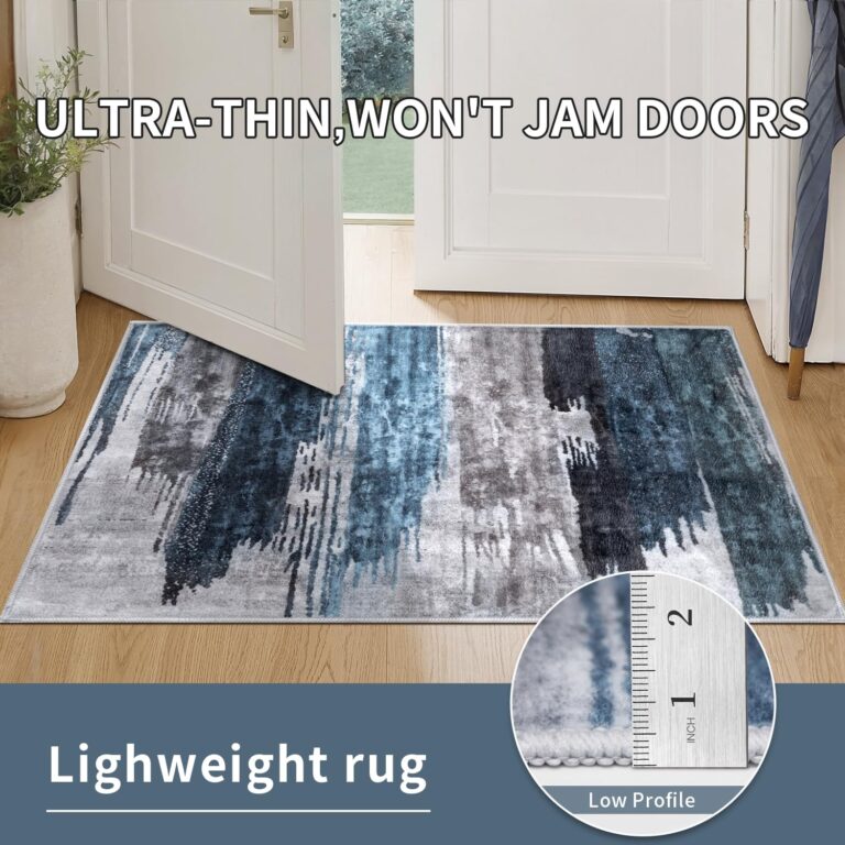Ciicool Modern Abstract Deep Blue Gray Rug for Living Room, 8'x10' Machine Washable Area Rug Non-Slip Rug, Low-Pile Contemporary Indoor Dining Floor Carpet for Bedroom Office Under Table Home Decor - Image 5