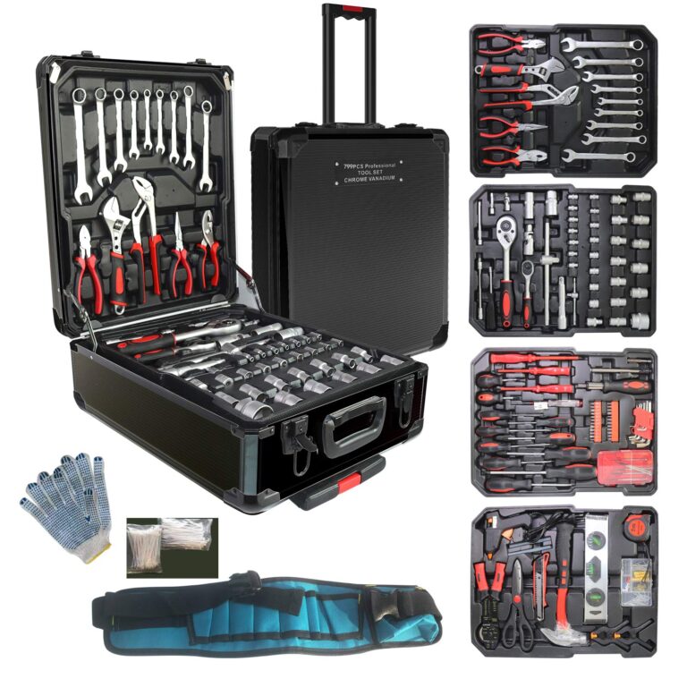 Tool Sets for Men, Tool Kit with Rolling Box, Complete Household Set, Aluminum Trolley Case Sets, Gift on Father's Day