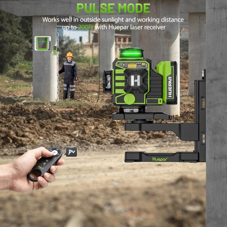 Huepar Laser Level 360 Self Leveling, W04CG Upgraded 4x360° Bluetooth Construction Lazer Leveler Tool with Electric Rotating Base ＆ Large LCD Screen, 4D 16 Lines Green Cross Laser Level - Image 3
