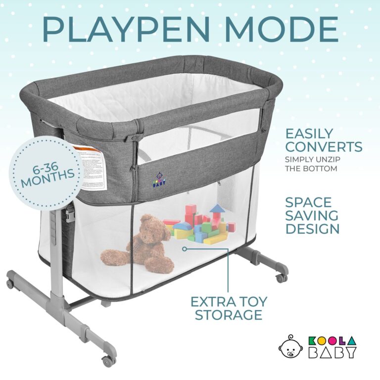 3 in 1 Baby Bassinet, Bedside Sleeper, & Playpen, Easy Folding Portable Crib (Grey)- KoolaBaby (Bassinet) - Image 4