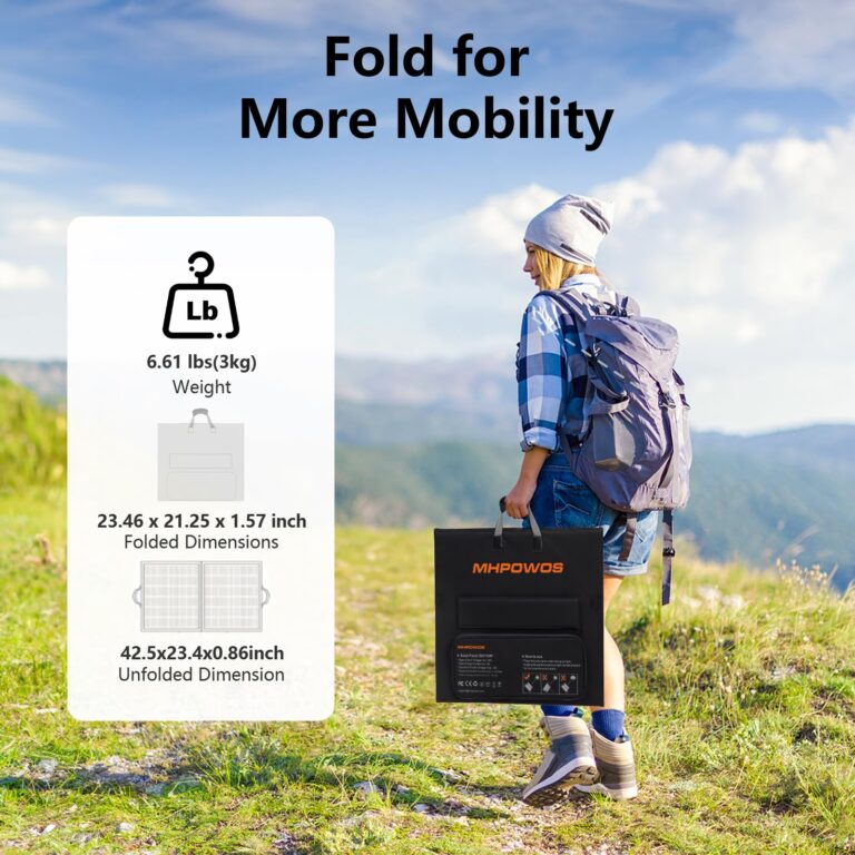 MHPOWOS Solar Charger 110W Portable Solar Panel, IP67 Waterproof Foldable Solar Panel kit with 20V Output, 23.5% Efficiency Module for Outdoor Camping, Portable Power Station, Laptops, Motorhome, RV - Image 7
