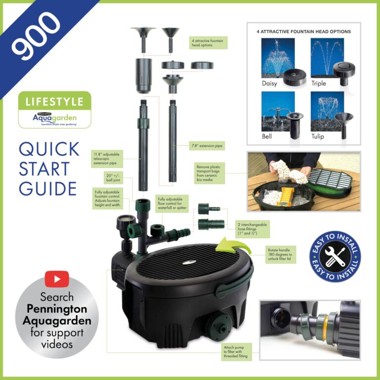 Aquagarden Pennington, Inpond 6 in 1 Pond & Water Pump, Filter, UV Clarifier, LED Spotlight,All in One Solution for a Clean, Clear and Beautiful Pond, for Ponds up to 900 Gallon, Black - Image 12
