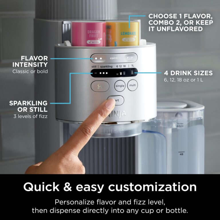 Ninja Thirsti Max Custom Hydration System, Soda Maker, Sparkling Water Maker, Custom Still & Sparkling Drinks, Compact Design, With 60L CO₂ Cylinder & Flavored Water Drops, Silver WC2002 - Image 12