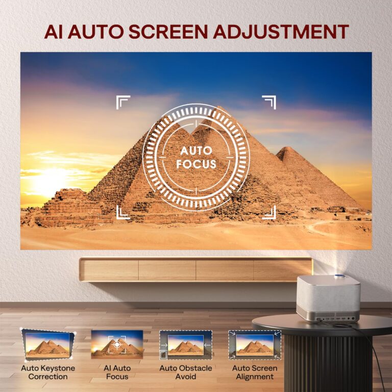 3-in-1 Outdoor Projector 4K Supported, AURZEN BOOM 3 Smart Projector with WiFi and Bluetooth, 3D DoIby Audio & 36W Speakers, Auto Focus & Keystone, Netflix Official 500 ANSI Home proyector, Gold - Image 3