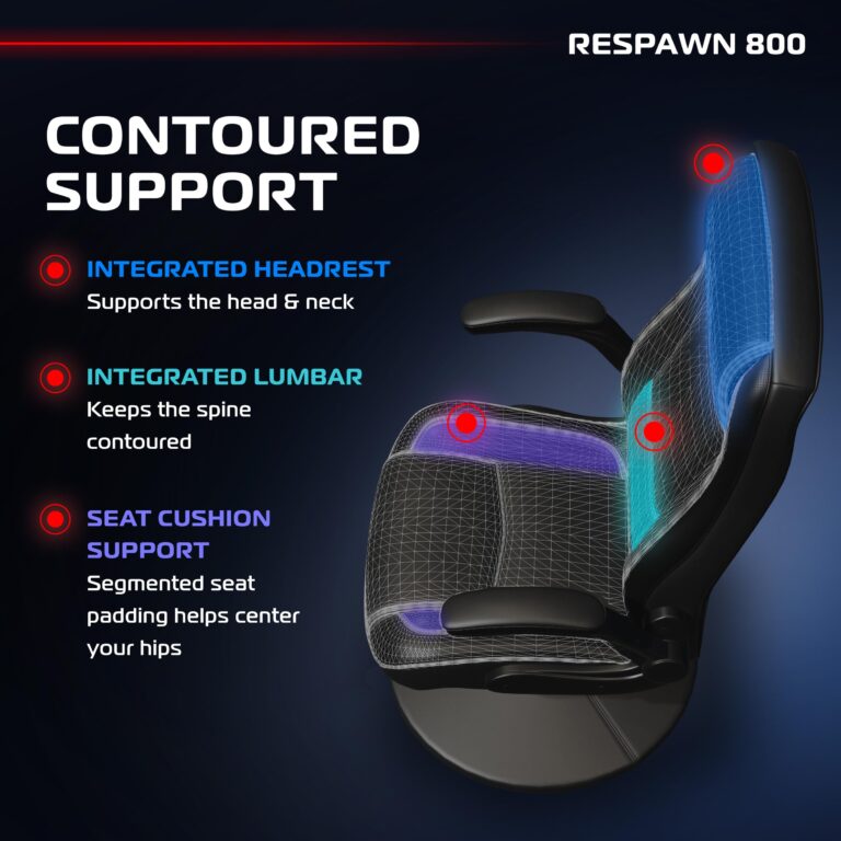 RESPAWN 800 Gaming Chair Floor, Swivel Rocker Gaming Chair, High Back Ergonomic Floor Gaming Chair for Kids and Adults, Gaming Recliner, Floor Rocker Chair with Armrests - Black - Image 6