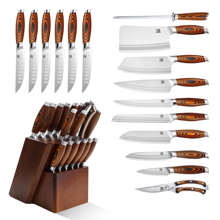 MSY BIGSUNNY Knife Block Set 17-piece Knife Set with Wooden Block - German Steel Perfect Cutlery Set Gift - Image 4