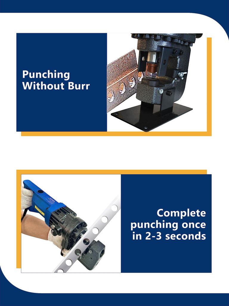 AMZCNC 110V 1200W Electric Hydraulic Hole Puncher Φ1/4"-4/5" Punching Machine Metal Hole Punch with Carbon Brush 5 Dies for Iron Copper Aluminum Plate Angle Steel - Image 7
