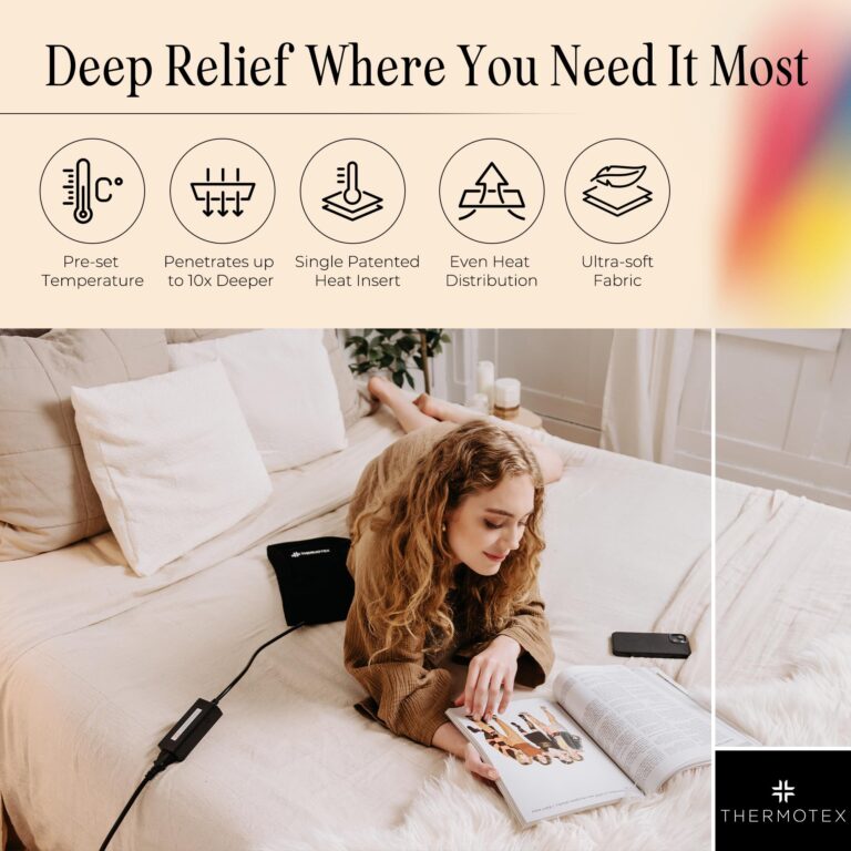 Thermotex Far Infrared Heating Pad – Gold – Premium Heating Pad for Discomfort Relief – Warms and Relaxes Muscles – Medium Size for Back, Torso, Arms and Legs – 15 in. x 15 in. - Image 5