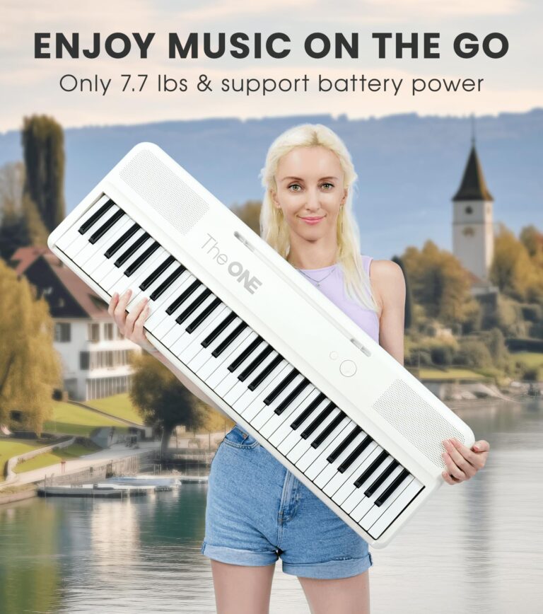 The ONE Smart Keyboard COLOR 61 Lighted Keys Piano Keyboard, Electric Piano for Beginners with 256 Tones, 64 Polyphony, Built-in LED Lights & Apps, Supports USB MIDI/Headphones (White) - Image 5