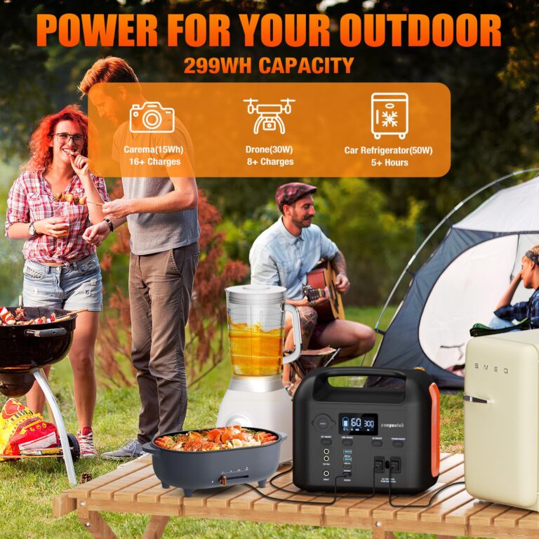 Portable Power Station, 600W (1200W Peak) 299Wh LiFePO4 Solar Generator Pure Sine Wave 110V AC Car Outlets PD 60W QC3.0 Backup Power Supply Bank for Camping, Blackout, CPAP - Image 6