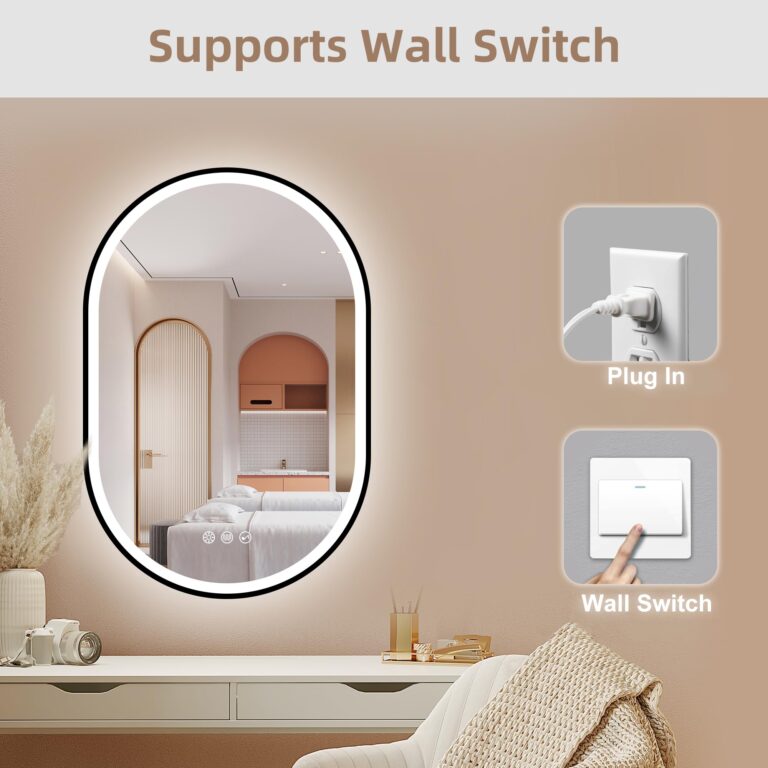 STARLEAD 24"x36" LED-Bathroom-Mirror-with-Lights, Wall-Mounted with Bluetooth, Anti-Fog, 3 Color Temperature Dimmable Brightness, Waterproof, Tempered Glass, Frontlit & Backlit, Black Frameless Oval - Image 2