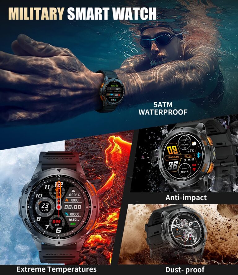 LIGE GPS Smart Watch for Men, Compass/LED Flashlight/6 Satellite Positioning/1.43" AMOLED Smartwatch, 100+ Sports Mode Fitness Tracker Watch for Android iOS, IP68 Waterproof Watch for Swimming - Image 2