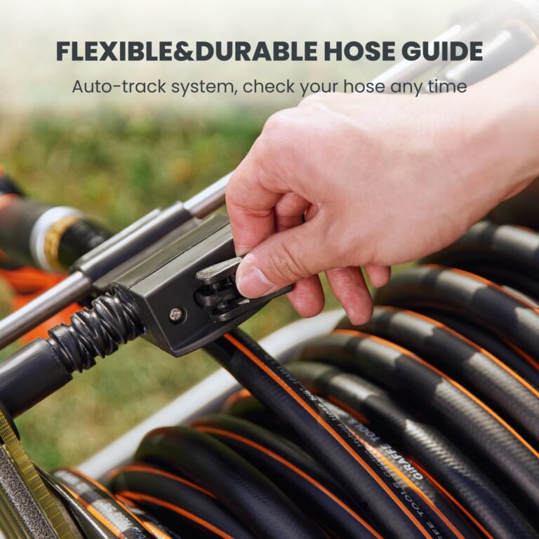 Giraffe Tools Garden Hose Reel Cart with Wheels, Heavy Duty Metal Water Hose Reel Cart, 200 ft of 1/2 Capacity, Mobile Hose Reel Cart for Outside - Image 6
