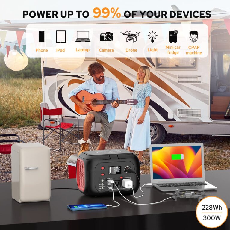 Portable Power Station 300W 228Wh Lithium Battery Small Portable Generator for Home Use Camping Travel Emergency Hunting Outdoor, Large Power Bank with AC Outlet for Laptop - Image 6