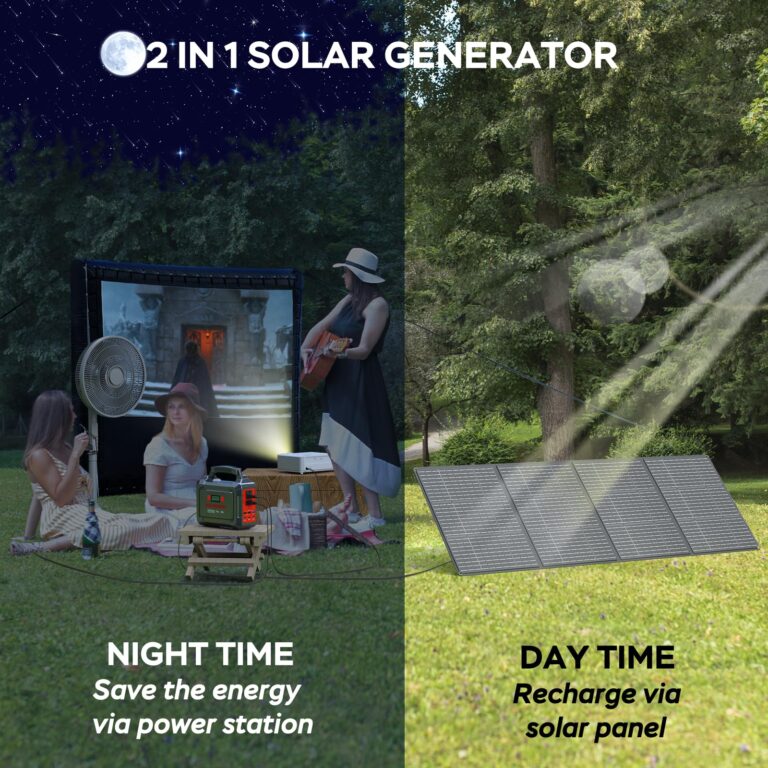 MARBERO Solar Generator 296Wh Portable Power Station with Solar Panel 60W Included Solar Power Bank with AC Outlets 300W Pure Sine Wave with Foldable Solar Panel Set for Camping Home Outdoor Emergency - Image 7