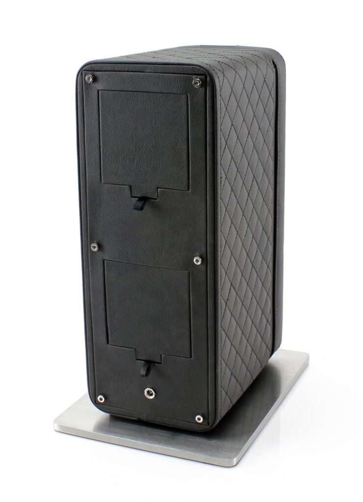 Heiden Monaco Double Watch Winder in Black Leather - Battery Powered or AC Adapter, 12 Program Settings, Diamond Stitched Vegan Leather, Soft Linen Interior, Large Interior Space for Large Watches - Image 4