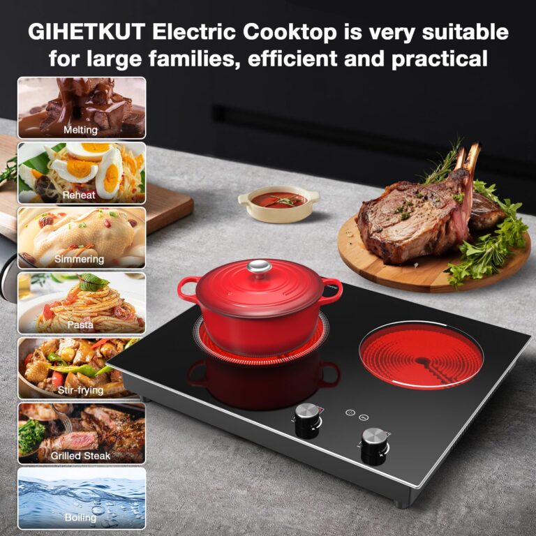 GIHETKUT Electric Cooktop,3000W Built-in & Countertop Electric Burner,Stove Top with10 Heating Level, Timer & Kid Safety Lock, LED Knob Touch Control 2 Burner Cooktop (No Plug) - Image 7