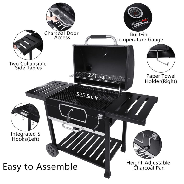 Royal Gourmet CD2030AN 30-Inch Charcoal Grill, Deluxe BBQ Smoker Picnic Camping Patio Backyard Cooking, Black, Large - Image 6