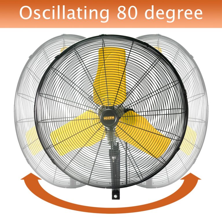 HiCFM 24" Oscillating Wall Fan, 8900 CFM High Velocity Industrial Wall Mounted Heavy Duty Shop Fans with 3 Speed Settings 80° Oscillation for Outdoor Commercial Garage Warehouse workshops Factory - Image 8