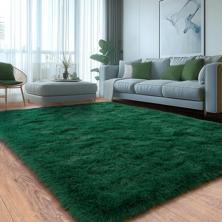 Fluffy Rugs for Living Room, Soft Shaggy for Bedrooms, Deep Green Area Rug, Cozy Fuzzy Carpet for Kids, Perfect Indoor Decor for Boys and Girls 9x12 Feet - Image 4