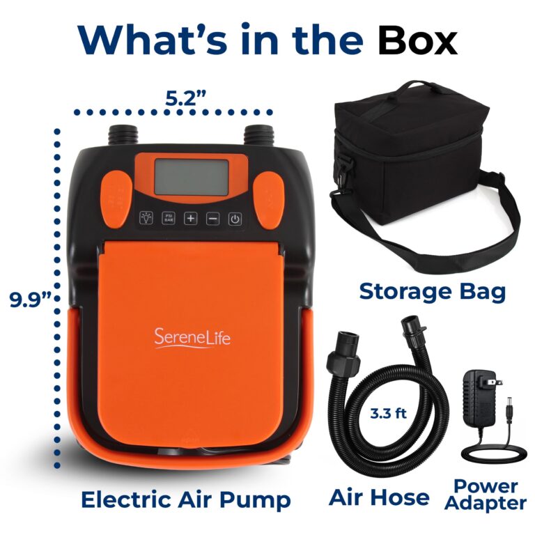 SereneLife Inflatable Paddle Board Pump Compressor - 16PSI High Pressure SUP Inflator - 12V DC Car Connector - Electric Air Pump for Paddle Boards, Boats, Rafts, Pool Toys - Deflation Function - Image 2