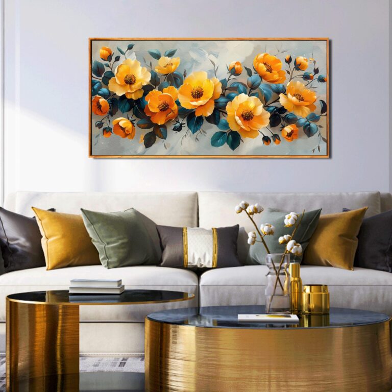 Floral Wall Art for Living Room Bedroom Blossom Wall Decor Yellow Poster Pictures Flower Market Artwork 24"x 48" - Image 2