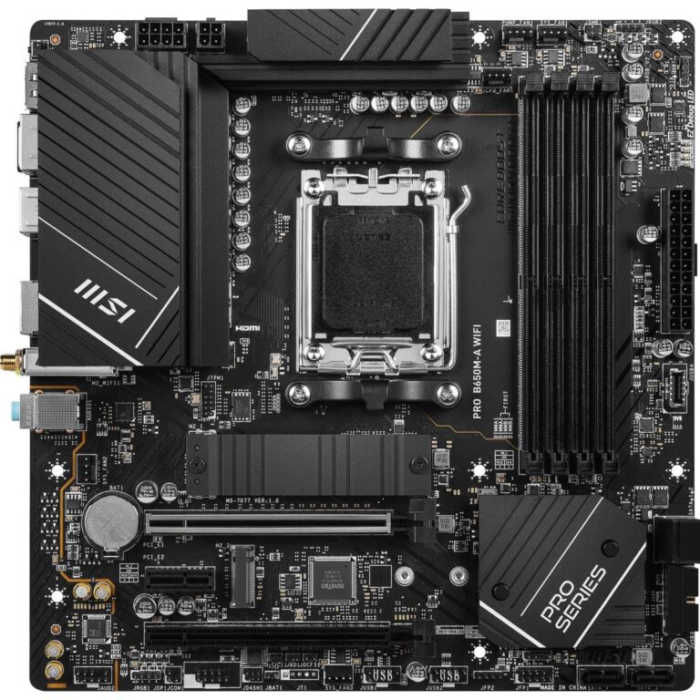 MSI PRO B650M-A WiFi ProSeries Motherboard (AMD Ryzen 9000/8000/7000 Series Processors, AM5, DDR5, PCIe 4.0, M.2, SATA 6Gb/s, USB 3.2 Gen 2, HDMI/DP, Wi-Fi 6E, Bluetooth 5.3, 2.5Gbps LAN, mATX) - Image 7