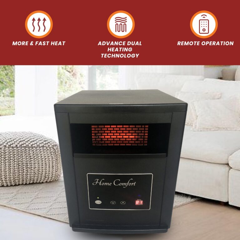 Home Comfort 1500w Infrared Heater - Energy Efficient Space Heater for Year-Round Indoor Warmth, With Thermostat and Remote Control, Portable Warmer for Bedroom, Living and Large Spaces - Black, 1500W - Image 3