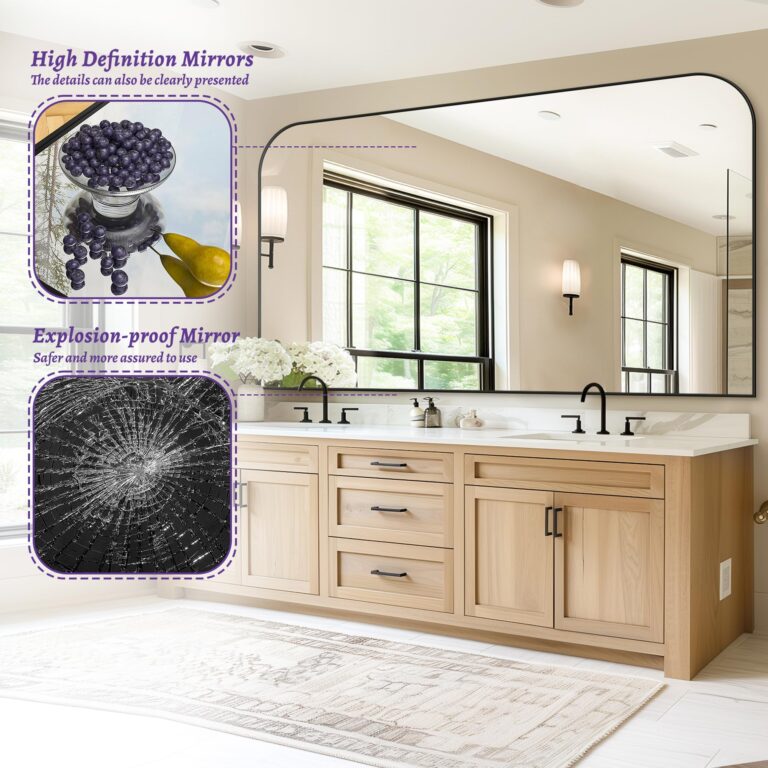 Bathroom Mirror, 60x36 Inch Wall Mirror, Black Metal Framed Mirror Vanity Mirror for Bathroom, Living Room, Bedroom, Entryway - Image 3
