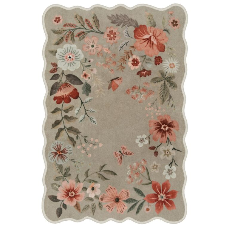 Lahome Floral Washable Rugs 8x10, Non-Slip Soft Bedroom Rug Stain Resistant, Ultra-Thin 8x10 Rugs for Living Room Easy Clean Boho Rug Accent Carpet for Dining Room Office(8x10ft,Brown) - Image 2