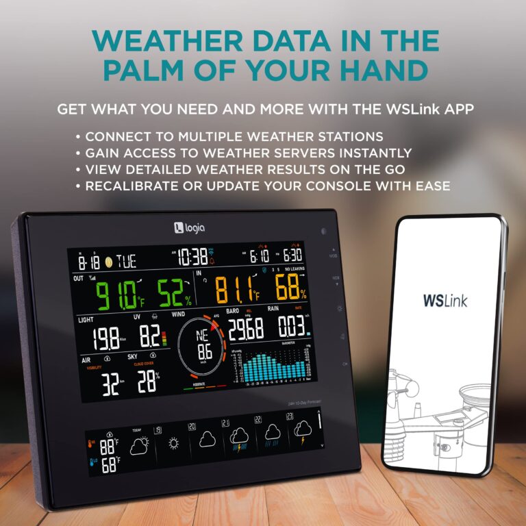 Logia 7-in-1 Wi-Fi Wireless Weather Station with 10-Day / 24 Hour Forecast, Solar & Large 8" Color Display | Measures Wind Speed/Direction, Rainfall, UV Index, Light Intensity, Temperature & Humidity - Image 6