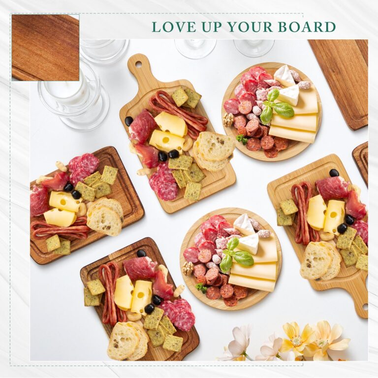 Maxcheck 50 Sets Bridal Shower Baby Prizes Cheese Board Set Wood Round Mini Charcuterie Board with Knives and Forks Bulk Thank You Tags with Bridal Shower Gift Box for Guests Wedding Party (Acacia) - Image 3