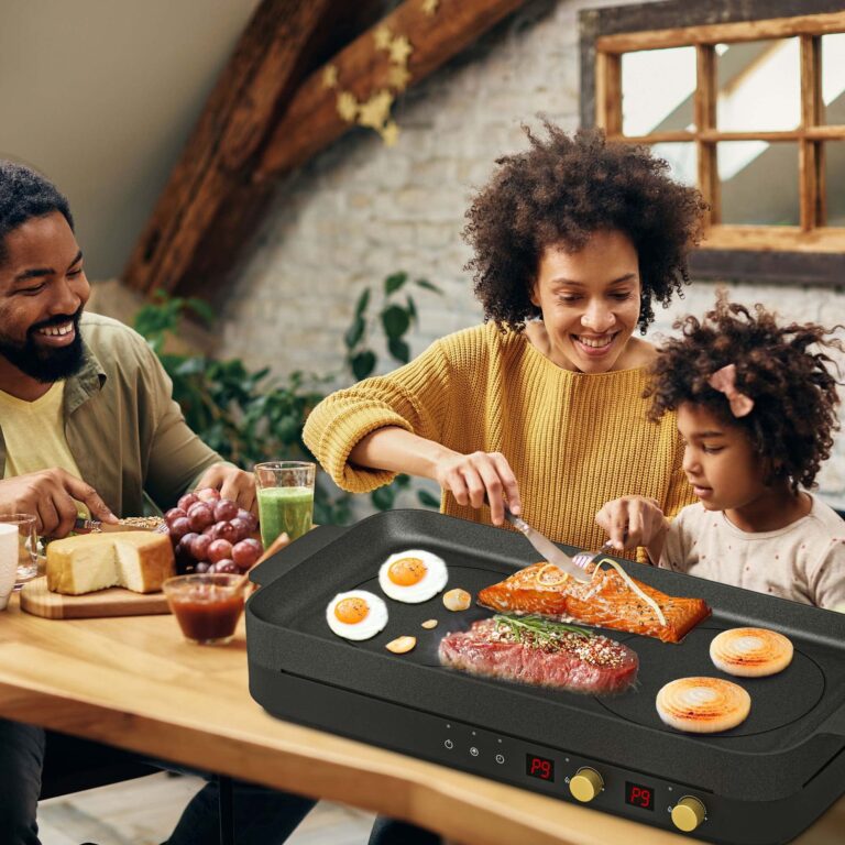 COOKTRON Portable Induction Cooktop 2 Burner with Removable Iron Cast Griddle Pan Non-stick, 1800W Double Induction Cooktop with Child Safety Lock & Time, Great for Family Party - Image 2