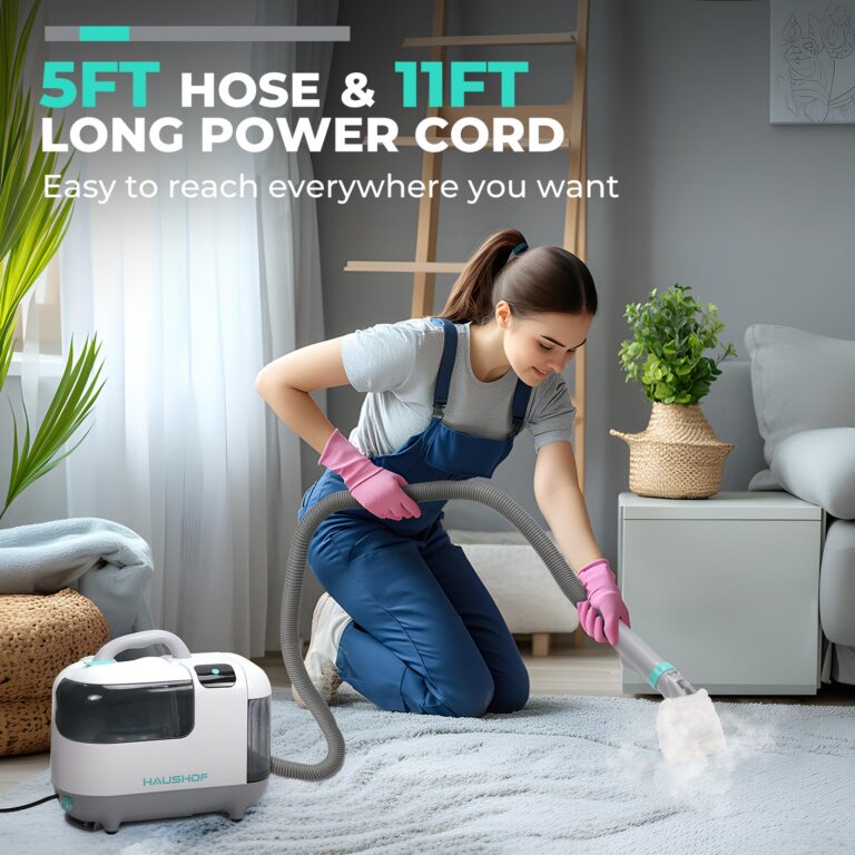 HAUSHOF Steam Portable Carpet and Upholstery Cleaner, Deep Couch Cleaner Machine with 3 Powerful Cleaning Modes for Pet Stains, Sofa, Rug, Mattress, Car Seat and Curtain, Spot & Stain Cleaner Included - Image 2
