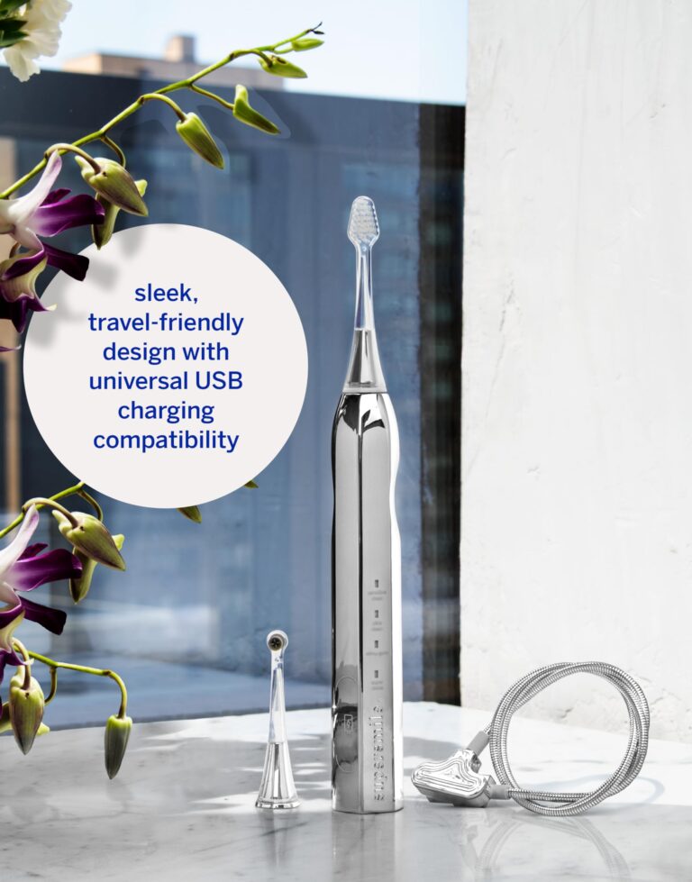 Supersmile Zina45 Deluxe Sonic Pulse Electric Toothbrush, Rechargeable Whitening Tooth Brush, Silver - Image 7