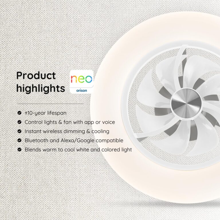Orison Ceiling Fan with Light- 22.4 in Smart Low Profile Ceiling Fans with Alexa/Google Assistant/App Control 6 Speed Color Changing Ceiling Fan LED-RGB Back Ambient Light - Image 4