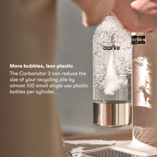 aarke Carbonator lll with CO2 Cylinder, Sparkling & Carbonation Water Machine, Stainless Steel with PET BPA-Free Reusable Bottle Volume 800 mL (Sand) - Image 4