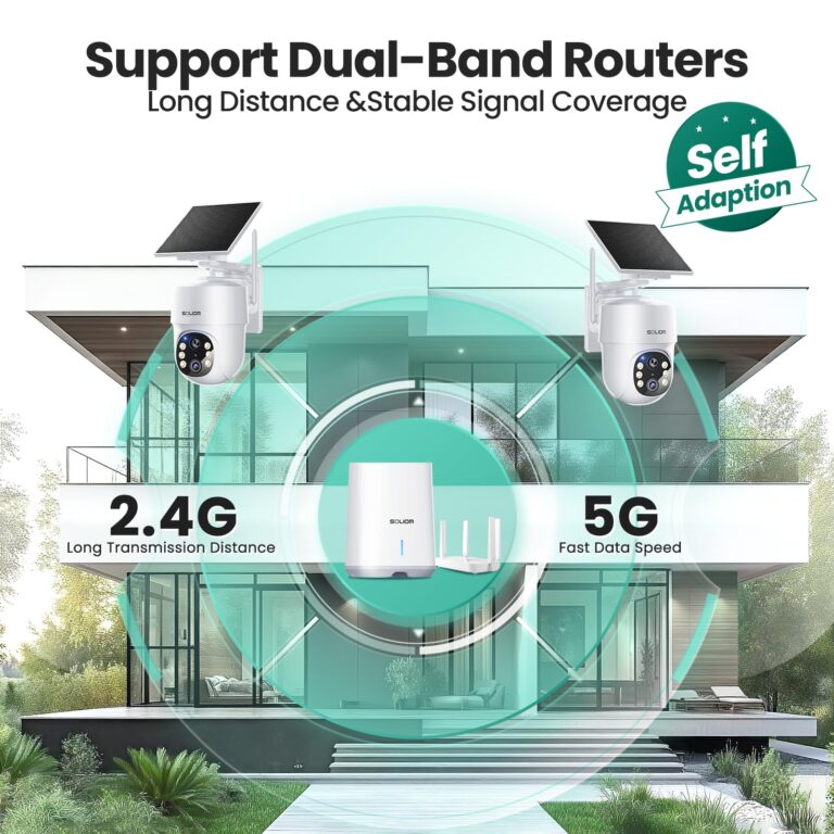 SOLIOM- True 5MP HD Security Cameras Wireless Outdoor, Solar Powered Home Security Camera with 360° Auto Tracking, Pan & Tilt, Spot Light Night Vision,2-Cam Pack, 5G & 2.4G Router, No Subscription - Image 4