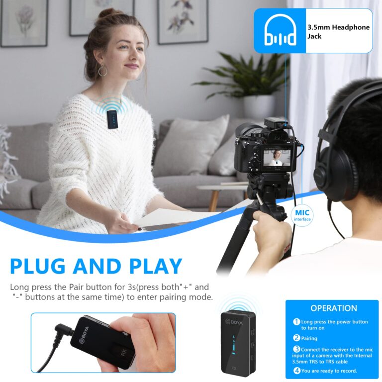 BOYA Wireless Lavalier Microphone, by-XM6 K1 2.4G Compact Professional Lapel Mic with Rechargeable Charging Case for iPhone/iPad/Android/Camera-7HR Battery, 328' Range,LED Display - Image 4