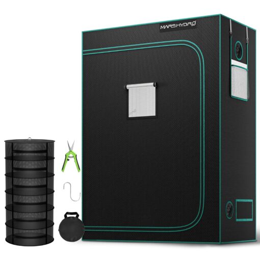 MARS HYDRO 5x2.6 Grow Tent (60"x32"x80") & 2 ft 6 Layers Drying Rack Combo Kit, Indoor Plant Growing Combo to Maximize Plant Yield for Hydroponics or Indoor Gardening