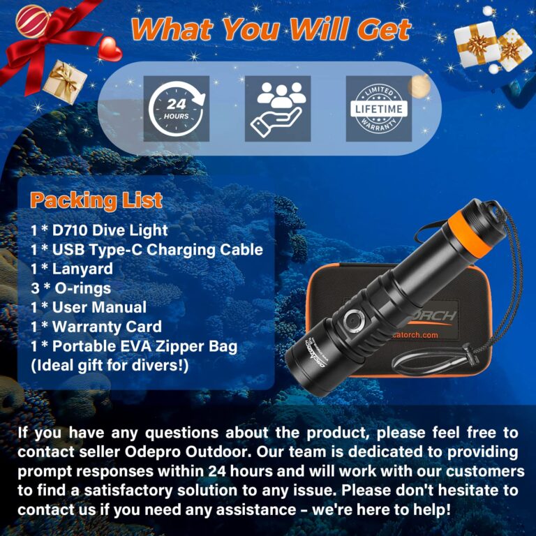 ORCATORCH D710 Scuba Diving Light, 3000 Lumens Super Bright Underwater Flashlight with 6 Degrees Narrow Beam, IP68 Waterproof Night Dive Torch 150 Meters Submersible Light (Black) - Image 3