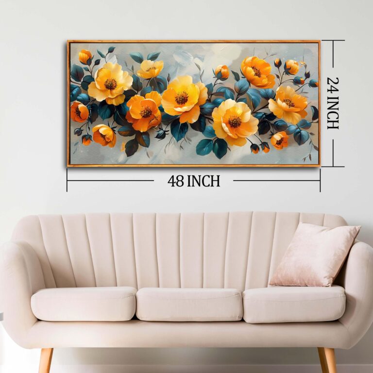 Floral Wall Art for Living Room Bedroom Blossom Wall Decor Yellow Poster Pictures Flower Market Artwork 24"x 48" - Image 3