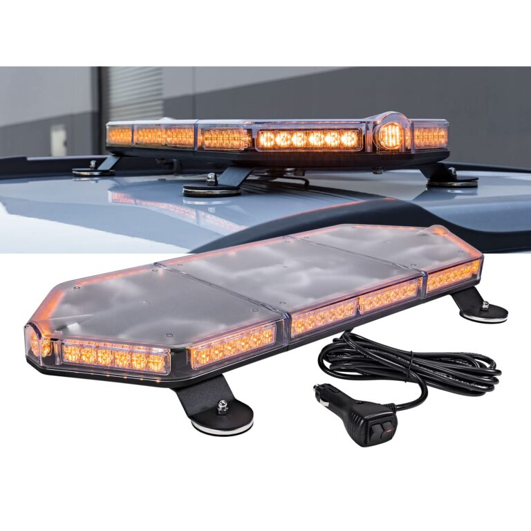 LAMPHUS NanoFlare NFMB80 26" 12V 80W Amber LED Strobe Mini Light Bar [Magnet/Permanent Mount] Yellow Rooftop Rotating Safety Flashing Emergency Warning Beacon Lightbar for Truck Vehicles