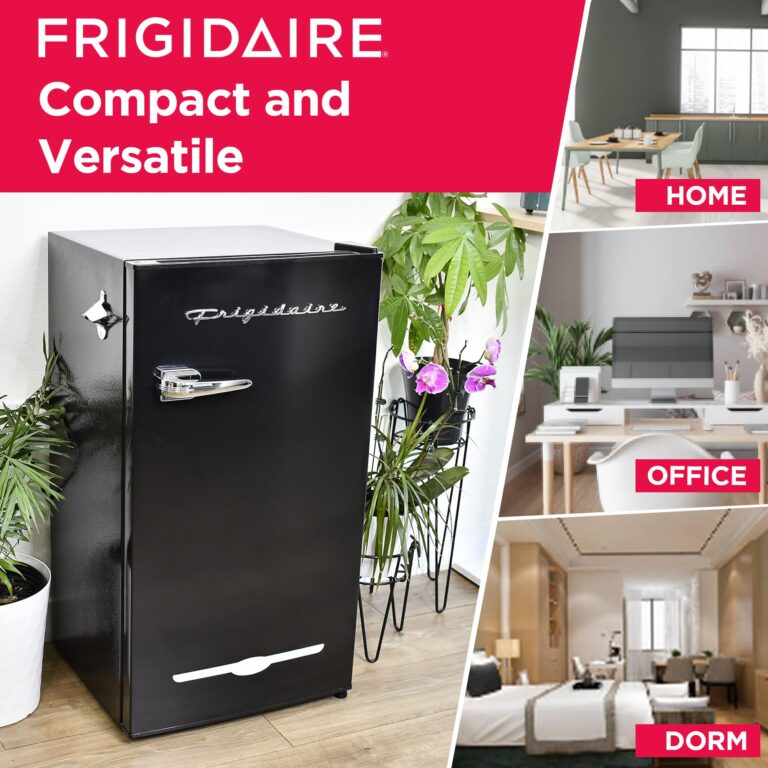 FRIGIDAIRE EFR376-BLACK 3.1 Cu Ft Black Retro Bar Fridge with Side Bottle Opener - Image 6